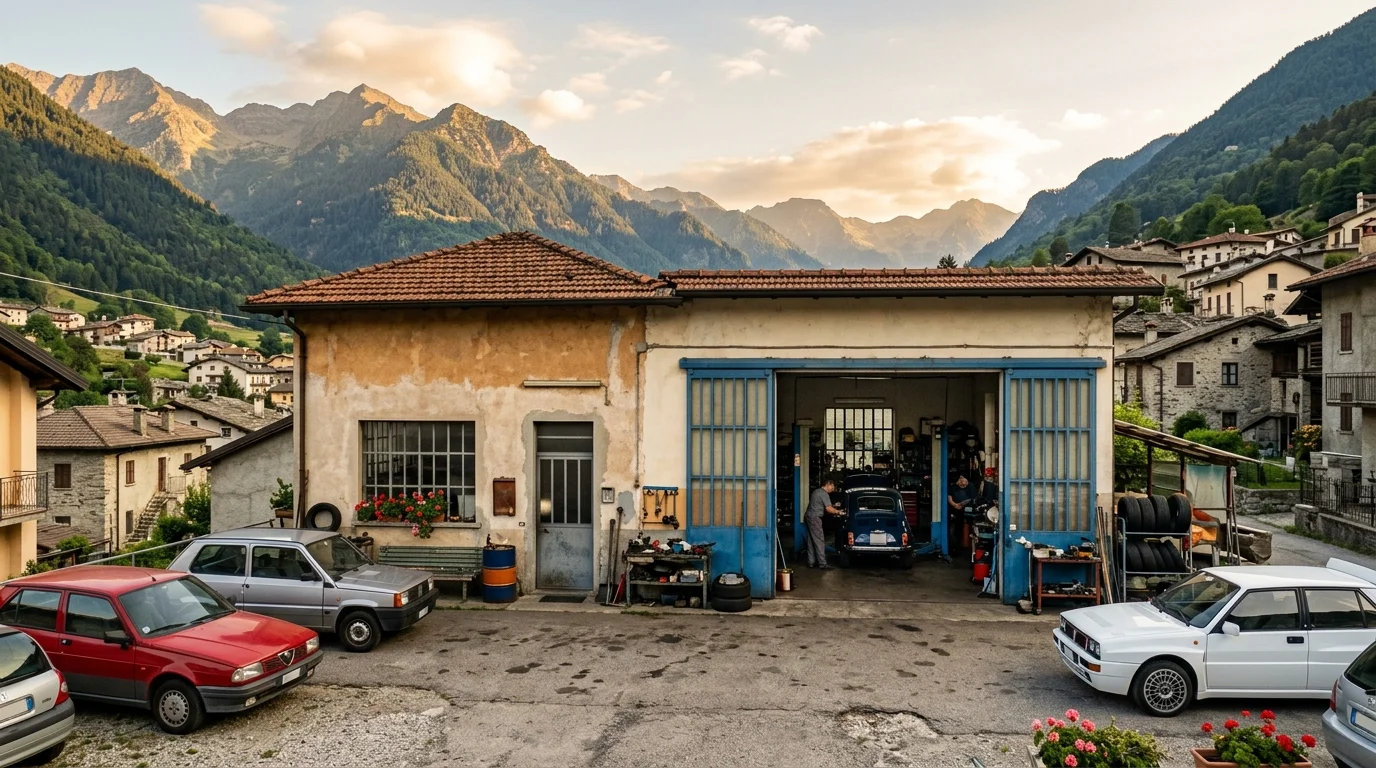 Esterno dell'officina Autoriparazioni Panarelli Leonardo a Pian Camuno